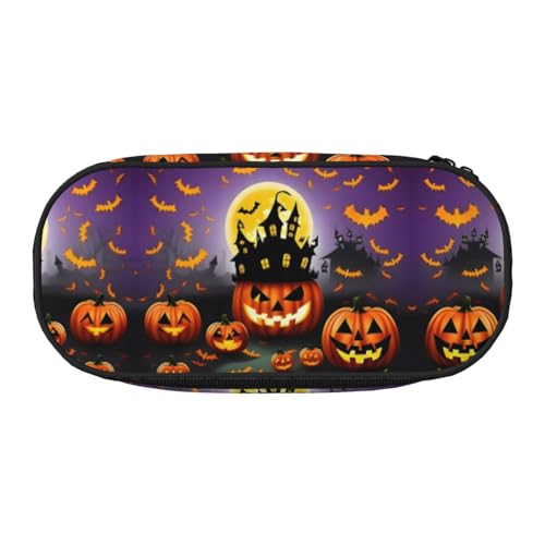 HJLUUFT Make-up-Kosmetiktasche mit Aufdruck "Happy Halloween Day", Schreibwaren, Kawaii-Bleistift-Box, Gadget-Organizer-Tasche mit Reißverschluss von HJLUUFT