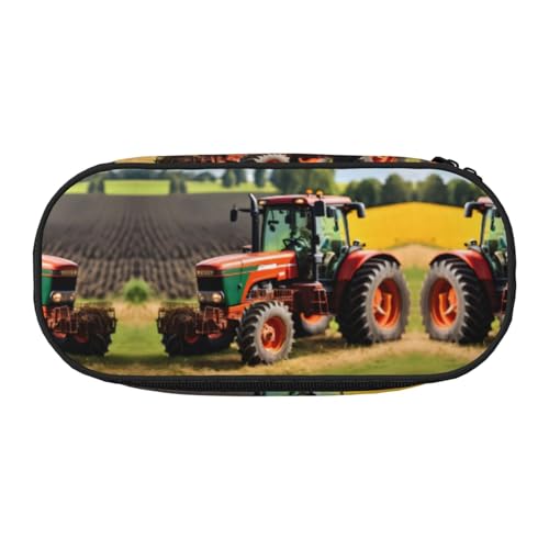 HJLUUFT Make-up-Kosmetiktasche mit Bauernhof-Traktoren-Aufdruck, Kawaii-Bleistift-Box, Gadget-Organizer-Tasche mit Reißverschluss von HJLUUFT