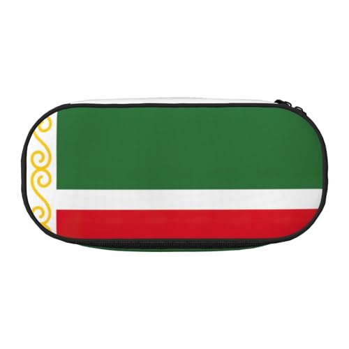 HJLUUFT Make-up-Kosmetiktasche mit Flagge der Tschetschenischen Republik, Schreibwaren, Kawaii-Bleistift-Box, Gadget-Organizer-Tasche mit Reißverschluss von HJLUUFT