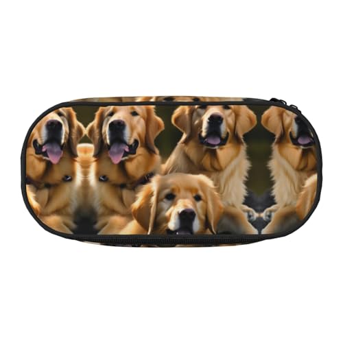 HJLUUFT Make-up-Kosmetiktasche mit Golden Retriever-Aufdruck, Kawaii-Bleistift-Box, Gadget-Organizer-Tasche mit Reißverschluss von HJLUUFT