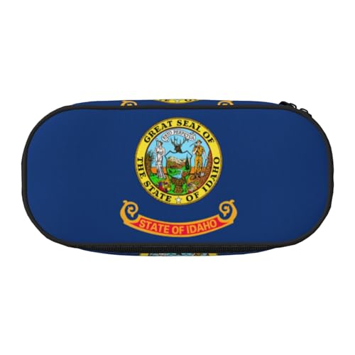 HJLUUFT Make-up-Kosmetiktasche mit Idaho Staatsflagge, Schreibwaren, Kawaii-Bleistift-Box, Gadget-Organizer, Tasche mit Reißverschluss von HJLUUFT