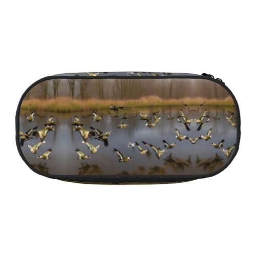 HJLUUFT Make-up-Kosmetiktasche mit Jagd-Motiv "fliegende Wildenten" für Schreibwaren, Kawaii-Stiftebox, Gadget-Organizer, Tasche mit Reißverschluss von HJLUUFT