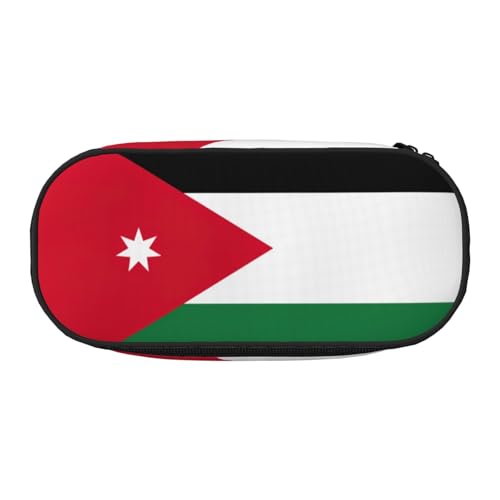 HJLUUFT Make-up-Kosmetiktasche mit Jordanien-Flagge, Schreibwaren, Kawaii-Bleistift-Box, Gadget-Organizer-Tasche mit Reißverschluss von HJLUUFT