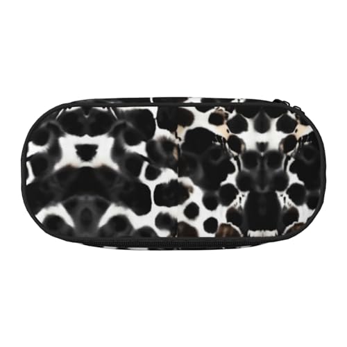 HJLUUFT Make-up-Kosmetiktasche mit Kuhfell-Aufdruck, Kawaii-Bleistift-Box, Gadget-Organizer, Tasche mit Reißverschluss von HJLUUFT