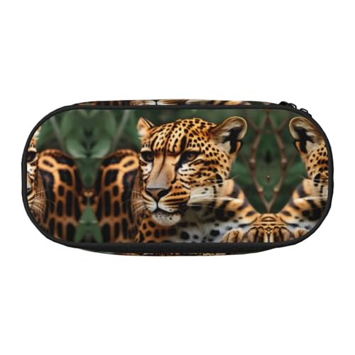 HJLUUFT Make-up-Kosmetiktasche mit Leopardenmuster, Kawaii-Bleistift-Box, Gadget-Organizer, Tasche mit Reißverschluss von HJLUUFT