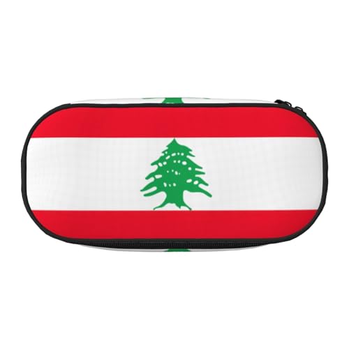 HJLUUFT Make-up-Kosmetiktasche mit Libanon-Flagge, Kawaii-Bleistift-Box, Gadget-Organizer, Tasche mit Reißverschluss von HJLUUFT