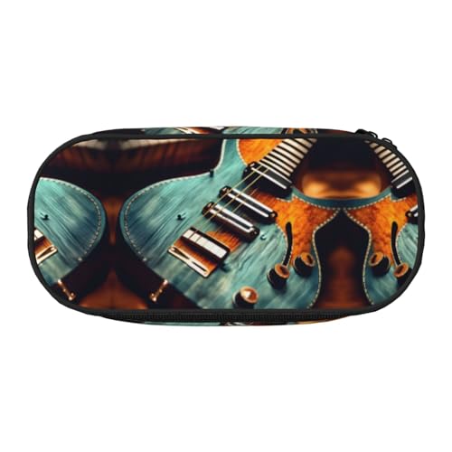 HJLUUFT Make-up-Kosmetiktasche mit Musikgitarre, Schreibwaren, Kawaii-Bleistift-Box, Gadget-Organizer-Tasche mit Reißverschluss von HJLUUFT