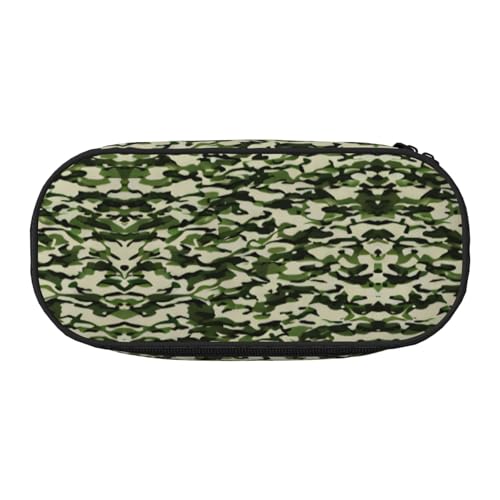 HJLUUFT Make-up-Kosmetiktasche mit Reißverschluss, Camouflage-Grün, Kawaii-Stiftebox von HJLUUFT