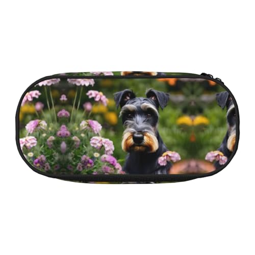 HJLUUFT Make-up-Kosmetiktasche mit Schnauzer-Aufdruck, Kawaii-Bleistift-Box, Gadget-Organizer-Tasche mit Reißverschluss von HJLUUFT