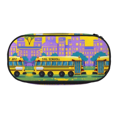 HJLUUFT Make-up-Kosmetiktasche mit Schulbus-Aufdruck, Kawaii-Bleistift-Box, Gadget-Organizer-Tasche mit Reißverschluss von HJLUUFT