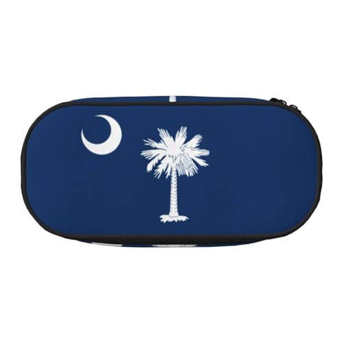 HJLUUFT Make-up-Kosmetiktasche mit South Carolina Flaggenaufdruck, Kawaii-Bleistift-Box, Gadget-Organizer, Tasche mit Reißverschluss von HJLUUFT