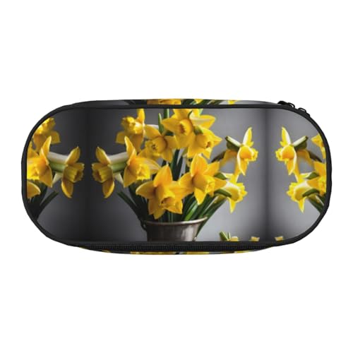 HJLUUFT Make-up-Kosmetiktasche mit Strauß Narzissen, Kawaii-Bleistift-Box, Gadget-Organizer, Tasche mit Reißverschluss von HJLUUFT