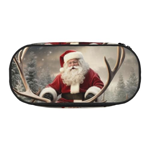 HJLUUFT Make-up-Kosmetiktasche mit Weihnachtsmann-Aufdruck, Kawaii-Bleistift-Box, Gadget-Organizer, Tasche mit Reißverschluss von HJLUUFT