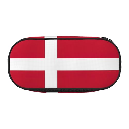 HJLUUFT Make-up-Kosmetiktasche mit dänischem Flaggenaufdruck, Kawaii-Bleistift-Box, Gadget-Organizer-Tasche mit Reißverschluss von HJLUUFT