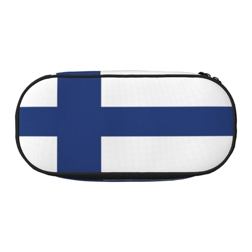 HJLUUFT Make-up-Kosmetiktasche mit finnischer Flagge, Schreibwaren, Kawaii-Bleistift-Box, Gadget-Organizer-Tasche mit Reißverschluss von HJLUUFT