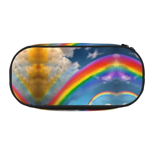 HJLUUFT Make-up-Kosmetiktasche mit lebendigem Regenbogen-Druck, Kawaii-Bleistift-Box, Gadget-Organizer-Tasche mit Reißverschluss von HJLUUFT