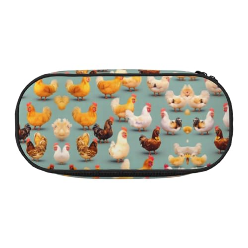 HJLUUFT Make-up-Kosmetiktasche mit niedlichem Huhn-Motiv, Kawaii-Bleistift-Box, Gadget-Organizer-Tasche mit Reißverschluss von HJLUUFT