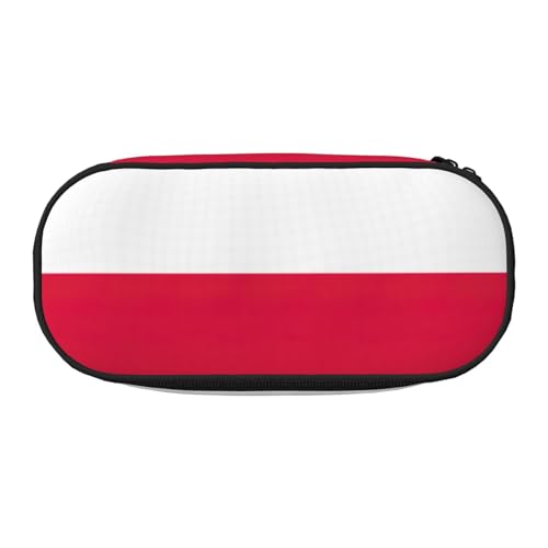 HJLUUFT Make-up-Kosmetiktasche mit polnischem Flaggenaufdruck, Kawaii-Bleistift-Box, Gadget-Organizer-Tasche mit Reißverschluss von HJLUUFT
