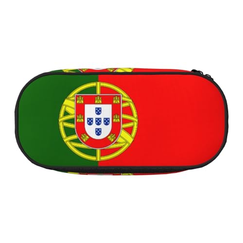 HJLUUFT Make-up-Kosmetiktasche mit portugiesischer Flagge, Schreibwaren, Kawaii-Bleistift-Box, Gadget-Organizer, Tasche mit Reißverschluss von HJLUUFT