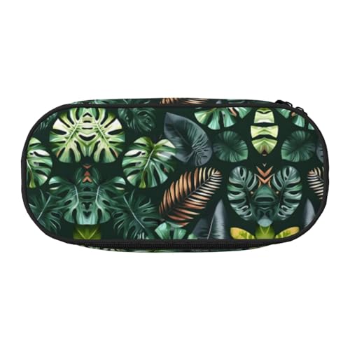 HJLUUFT Make-up-Kosmetiktasche mit tropischem Blätteraufdruck, Kawaii-Bleistift-Box, Gadget-Organizer-Tasche mit Reißverschluss von HJLUUFT