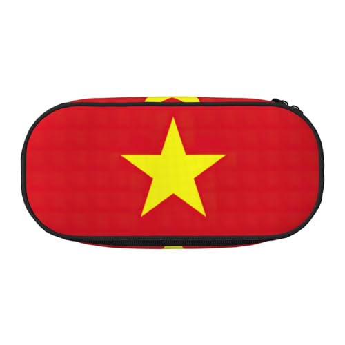HJLUUFT Make-up-Kosmetiktasche mit vietnamesischer Flagge, Schreibwaren, Kawaii-Bleistift-Box, Gadget-Organizer-Tasche mit Reißverschluss von HJLUUFT