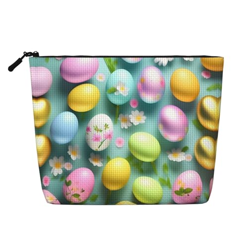 HJLUUFT Make-up-Tasche mit Aufschrift "Happy Easter Holiday", Reise-Kulturbeutel, Make-up-Tasche für Damen, Make-up-Organizer, Toilettenartikel-Zubehör, Schwarz, Einheitsgröße von HJLUUFT