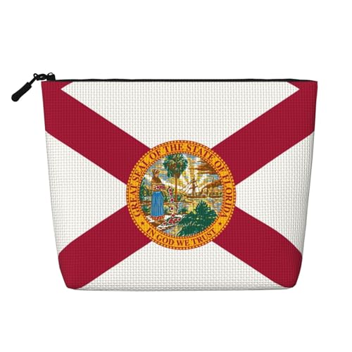 HJLUUFT Make-up-Tasche mit Flagge von Florida, Reise-Kulturbeutel, Make-up-Tasche für Damen, Make-up-Organizer, Toilettenartikel-Zubehör, Schwarz, Einheitsgröße von HJLUUFT