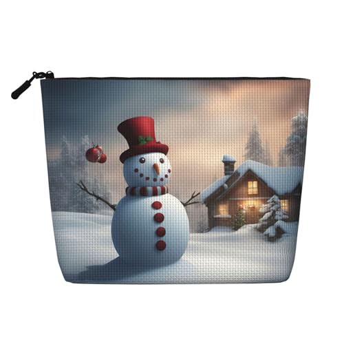 HJLUUFT Make-up-Tasche mit Schneemann-Motiv, Reise-Kulturbeutel, Make-up-Tasche für Damen, Make-up-Organizer, Toilettenartikel, Zubehör, Schwarz, Einheitsgröße von HJLUUFT