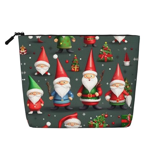 HJLUUFT Make-up-Tasche mit lustigem Weihnachts-Zwergen-Druck, Reise-Kulturbeutel, Make-up-Tasche für Damen, Make-up-Organizer, Toilettenartikel-Zubehör, Schwarz, Einheitsgröße von HJLUUFT