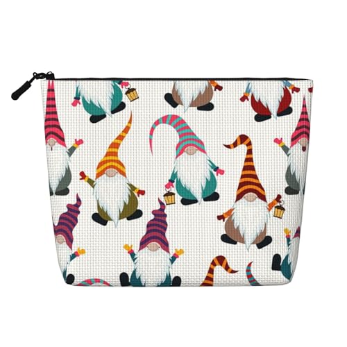 HJLUUFT Make-up-Tasche mit lustigem Weihnachts-Zwergen-Druck, Reise-Kulturbeutel, Make-up-Tasche für Damen, Make-up-Organizer, Toilettenartikel-Zubehör, Schwarz, Einheitsgröße von HJLUUFT