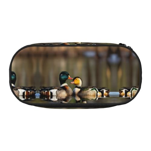 HJLUUFT Mallard Federmäppchen mit Entenmuster, einfaches, stabiles multifunktionales Federmäppchen, Bürobedarf-Organizer von HJLUUFT