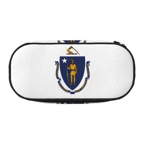HJLUUFT Massachusetts Make-up-Kosmetiktasche mit Staatsflaggen-Druck, Kawaii-Bleistift-Box, Gadget-Organizer, Tasche mit Reißverschluss von HJLUUFT