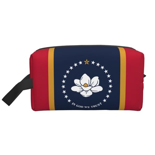 HJLUUFT Mississippi Kulturbeutel mit Staatsflaggen-Aufdruck für Männer und Frauen, Reisen, Kulturbeutel, Organizer für Erwachsene, Tür, Zimmer, Weiss/opulenter Garten, Einheitsgröße von HJLUUFT
