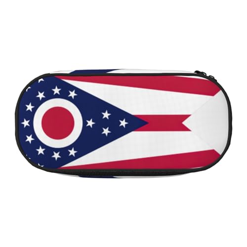 HJLUUFT Ohio Kosmetiktasche mit Staatsflaggen-Aufdruck, Kawaii-Bleistift-Box, Gadget-Organizer, Tasche mit Reißverschluss von HJLUUFT