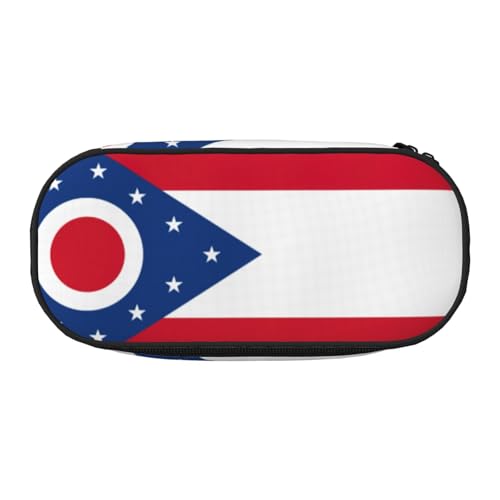 HJLUUFT Ohio Kosmetiktasche mit Staatsflaggen-Aufdruck, Kawaii-Bleistift-Box, Gadget-Organizer, Tasche mit Reißverschluss von HJLUUFT