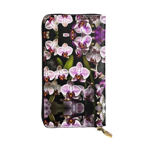 HJLUUFT Orchids Damen-Geldbörse, stilvolle Damengeldbörse – Kunstleder, Metall-Reißverschluss, schlank und kompakt, Clutch-Geldbörse für Damen, Schwarz, Einheitsgröße, Classic von HJLUUFT