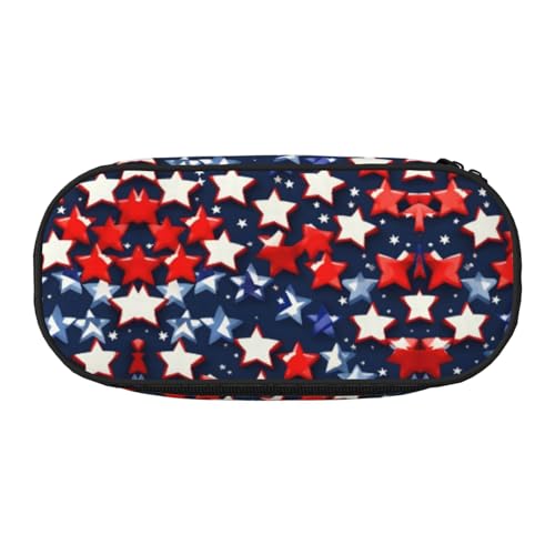 HJLUUFT Patriotische Make-up-Kosmetiktasche mit Sternen und Streifen, Aufdruck "Independence Day", Schreibwaren, Kawaii-Bleistift-Box, Gadget-Organizer-Tasche mit Reißverschluss, Schwarz, von HJLUUFT