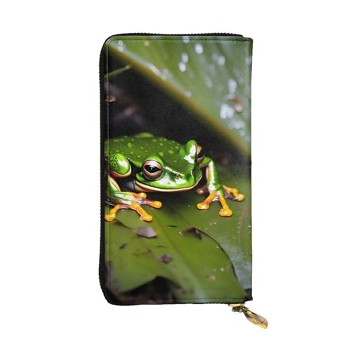 HJLUUFT Peace Tree Frog Damen-Geldbörse, stilvolle Damengeldbörse – Kunstleder, Metall-Reißverschluss, schlank und kompakt, Clutch-Geldbörse für Damen, Schwarz, Einheitsgröße, Classic von HJLUUFT