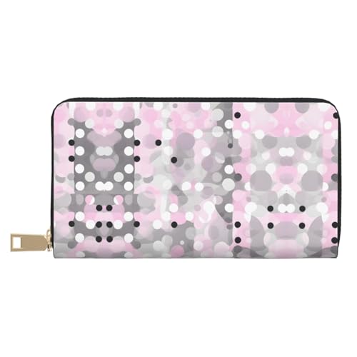 HJLUUFT Purple Starry Sky Stilvolle Damen Geldbörse - Kleine Clutch Geldbörse mit Kunstleder und Metall-Reißverschluss, Rosa, Grau, Weiß, modernes Punktemuster, One Size, Klassisch von HJLUUFT