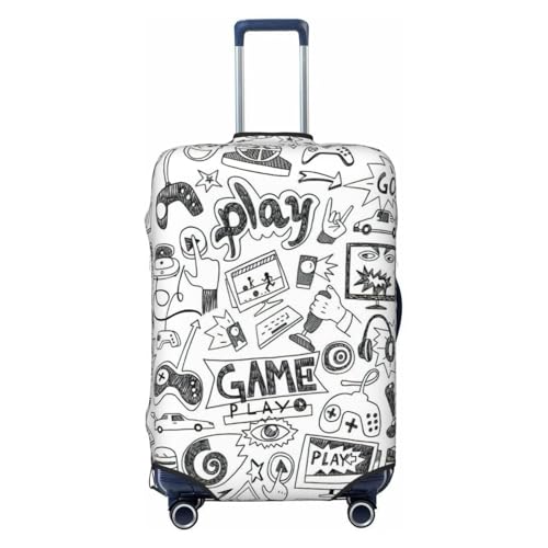 HJLUUFT Reisegepäckhülle mit Videospiel-Aufdruck für Jungen, Kofferabdeckung, waschbar, kratzfest, Schwarz , S von HJLUUFT
