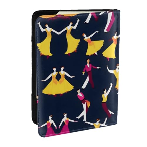 HJLUUFT Reisepasshülle aus Leder, Motiv: Ballroom Dance mit kleinem Muster, für Männer und Frauen, Reisebrieftasche, Reisepasshülle für Familie von HJLUUFT