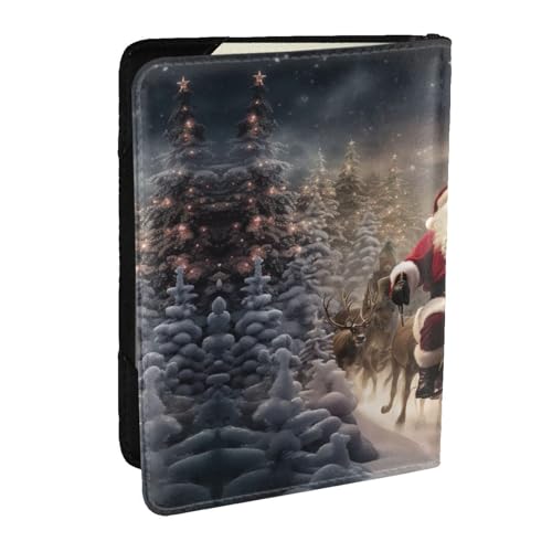 HJLUUFT Reisepasshülle aus Leder mit Aufdruck "Merry Christmas" für Herren und Damen, Reisepasshülle für Familie, Schwarz , Einheitsgröße von HJLUUFT