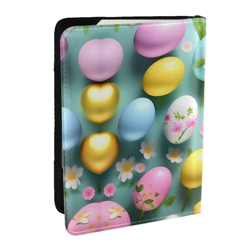 HJLUUFT Reisepasshülle aus Leder mit Aufschrift "Happy Easter", bedruckt, für Herren und Damen, Reisepasshülle für Familie, Schwarz , Einheitsgröße von HJLUUFT