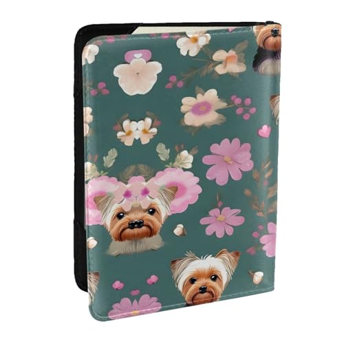 HJLUUFT Reisepasshülle aus Leder mit Blumenmuster und Kreditkartenfach für Damen, Herren, Familienausweis, Reisen, Schwarz , Einheitsgröße von HJLUUFT