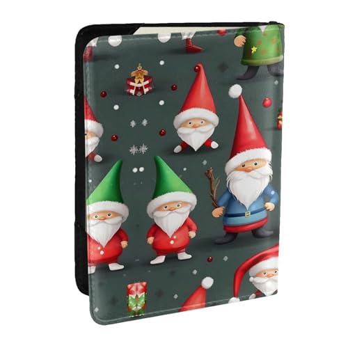 HJLUUFT Reisepasshülle aus Leder mit lustigem Zwergen-Motiv, mit Kreditkartenfach für Damen, Herren, Familienausweis, Reisen, Schwarz , Einheitsgröße von HJLUUFT