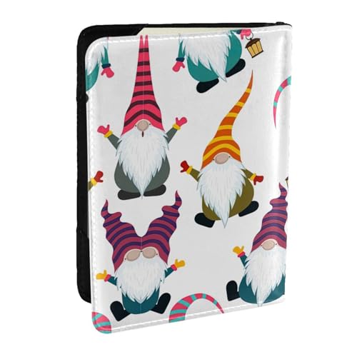 HJLUUFT Reisepasshülle aus Leder mit lustigem Zwergen-Motiv, mit Kreditkartenfach für Damen, Herren, Familienausweis, Reisen, Schwarz , Einheitsgröße von HJLUUFT