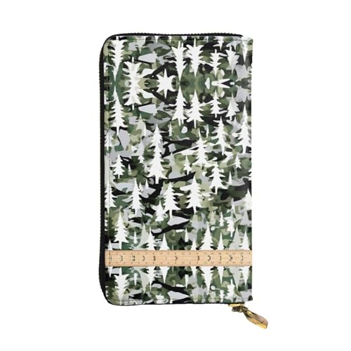 HJLUUFT White Trees Camouflage-Damengeldbörse, stilvolle Damengeldbörse, Kunstleder, Metall-Reißverschluss, schlank und kompakt, Clutch-Geldbörse für Damen, Schwarz, Einheitsgröße, Classic von HJLUUFT