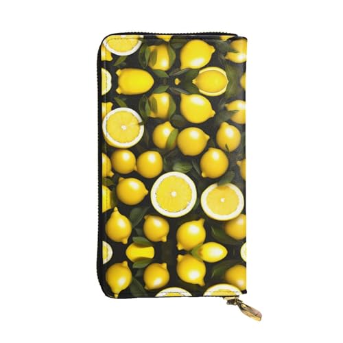 HJLUUFT Yellow Lemon Damen-Geldbörse, stilvolle Damengeldbörse, Kunstleder, Metall-Reißverschluss, schlank und kompakt, Clutch-Geldbörse für Damen, Schwarz, Einheitsgröße, Classic von HJLUUFT