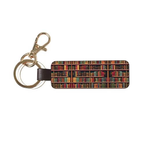 Hjluuft Bibliothek Bücherregal Buch Auto Schlüsselanhänger - Leder Schlüsselanhänger für Männer mit Schlüssel - Idealer Schlüsselorganizer Schlüsselanhänger für Autoschlüssel, Weiß, Einheitsgröße, von HJLUUFT