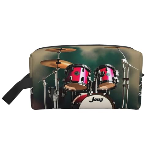 Jazz Drum Print Kulturbeutel für Damen, Reise-Kulturbeutel, geräumige Kapazität, Kosmetiktasche für Herren, weiß, Einheitsgröße von HJLUUFT